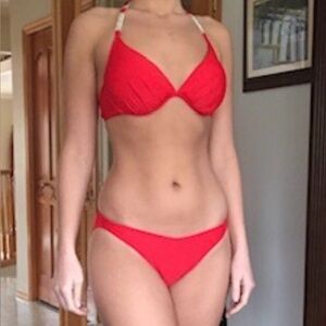 Lady M Red Pageant Swimsuit Size S/M